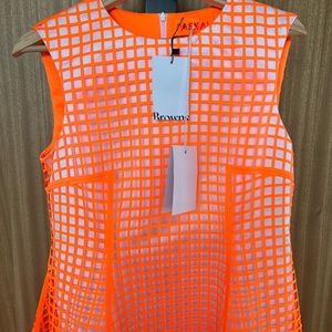 PASKAL Orange grid fit and flare midi dress